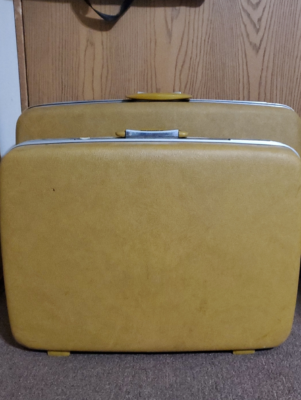 Vintage Mustard Yellow Hard-Shell Suitcase